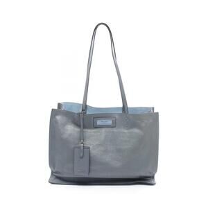 Prada GLACECALF Etiquette Tote Bag Leather Blue